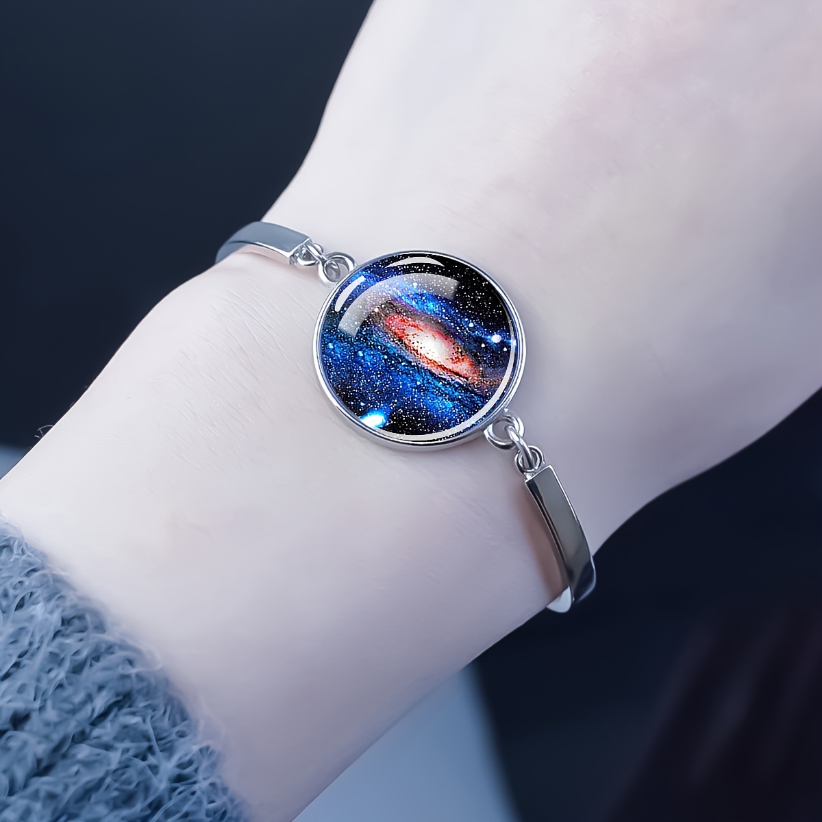 Galaxy Nebula Dome Pendant Bracelet for Men and Women, Adjustable